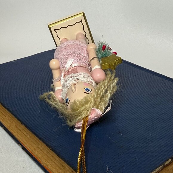 Pink Ballerina Nutcracker Holding Christmas Tree Wood Ornament 5-1/2" - Picture 5 of 6